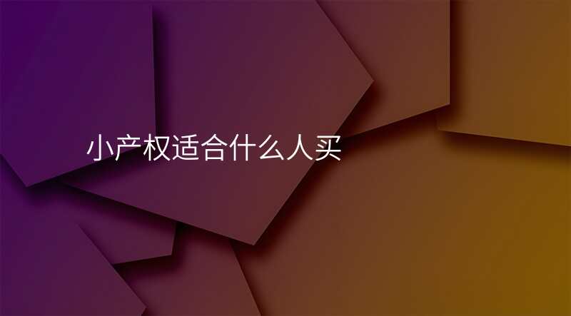 小产权适合什么人买