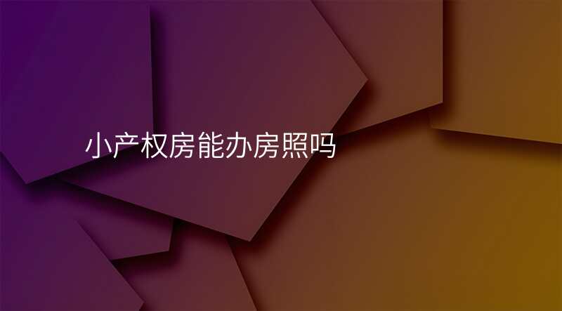 小产权房能办房照吗