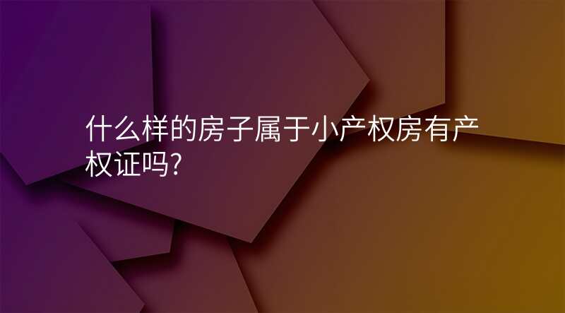 什么样的房子属于小产权房有产权证吗?