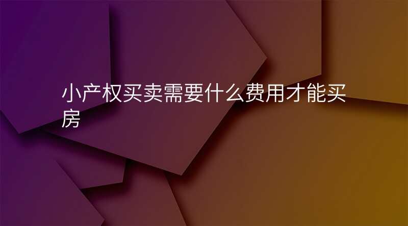 小产权买卖需要什么费用才能买房