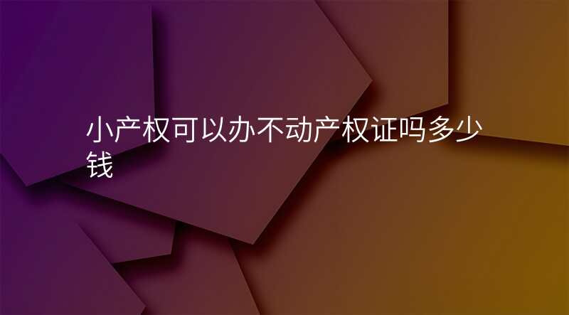 小产权可以办不动产权证吗多少钱
