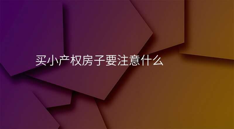 买小产权房子要注意什么
