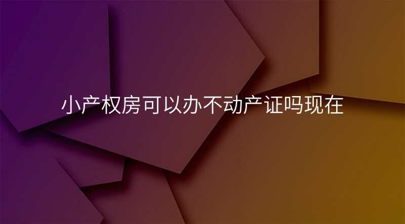 小产权房可以办不动产证吗现在