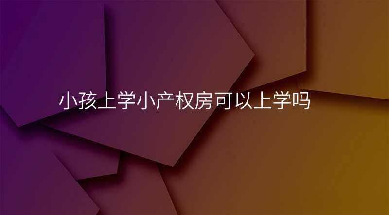 小孩上学小产权房可以上学吗