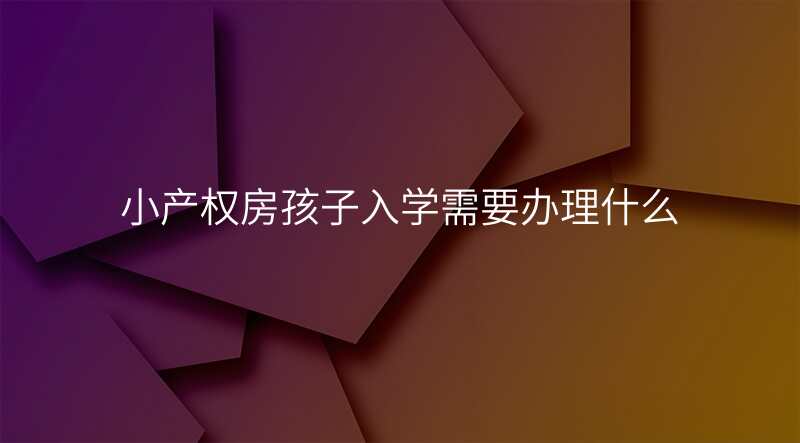 小产权房孩子入学需要办理什么