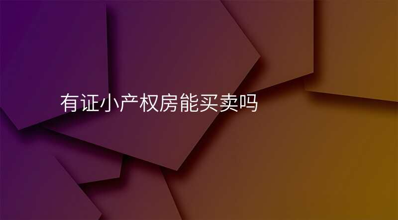 有证小产权房能买卖吗