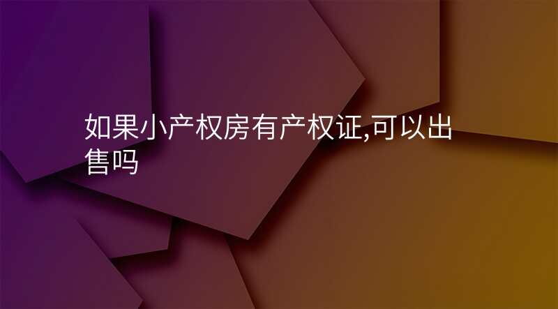 如果小产权房有产权证,可以出售吗