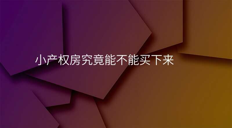 小产权房究竟能不能买下来
