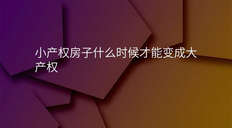 小产权房子什么时候才能变成大产权