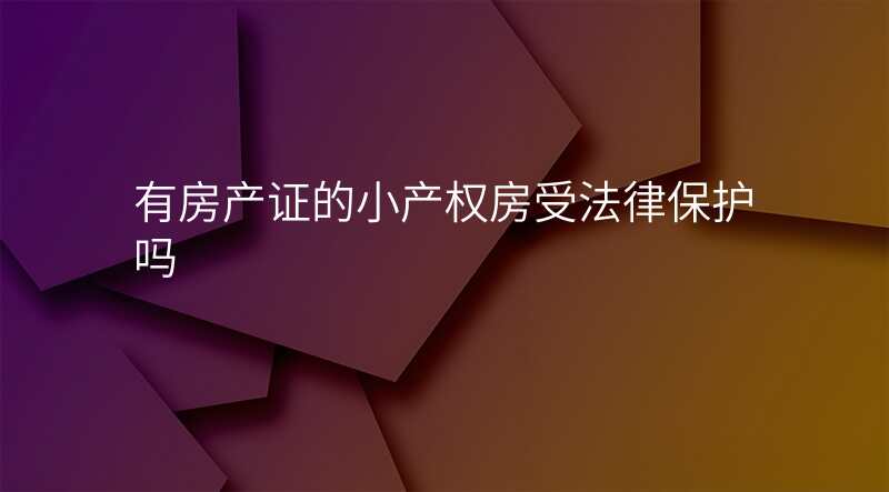 有房产证的小产权房受法律保护吗