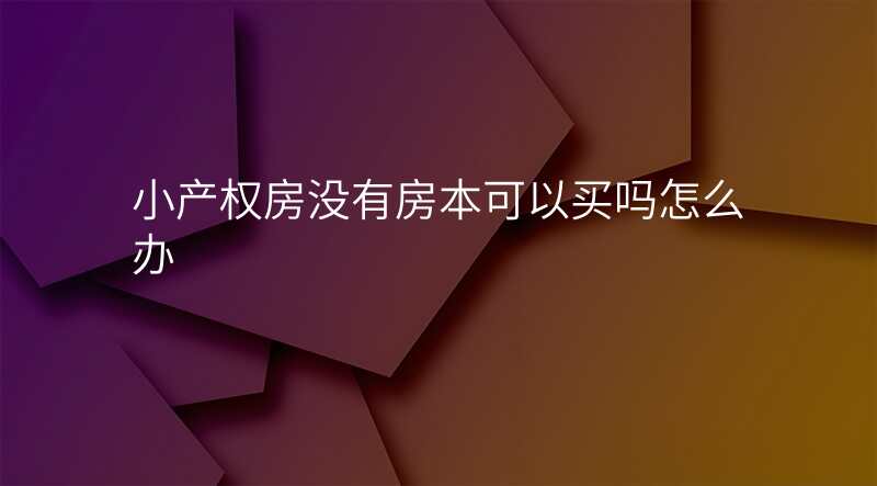 小产权房没有房本可以买吗怎么办