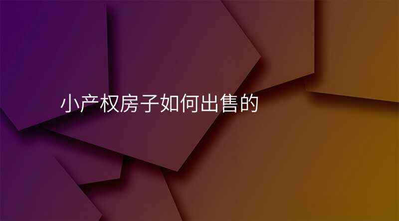 小产权房子如何出售的