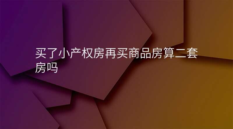买了小产权房再买商品房算二套房吗