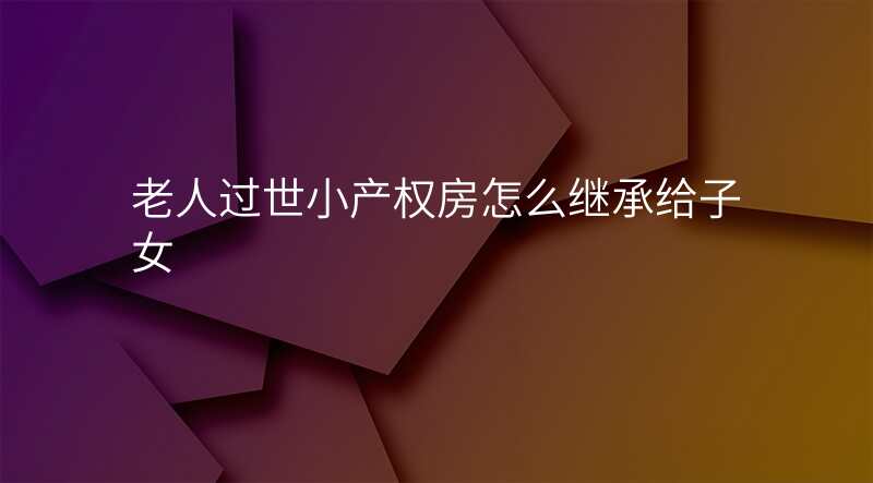 老人过世小产权房怎么继承给子女