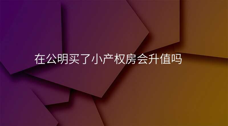 在公明买了小产权房会升值吗