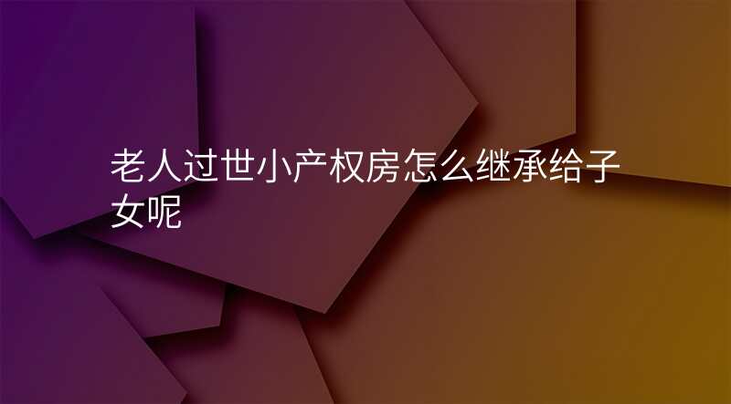 老人过世小产权房怎么继承给子女呢
