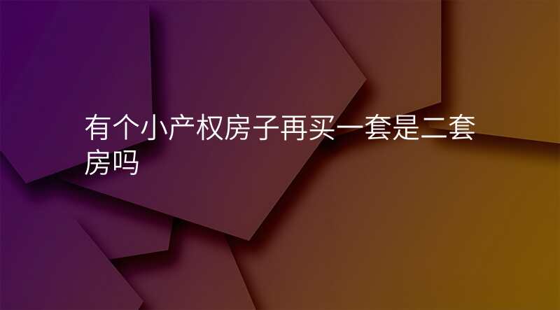 有个小产权房子再买一套是二套房吗