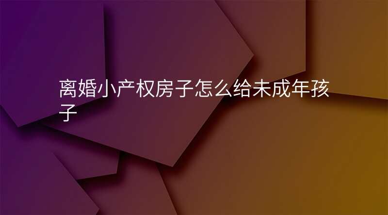 离婚小产权房子怎么给未成年孩子