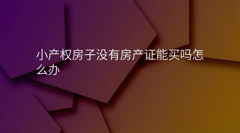 小产权房子没有房产证能买吗怎么办