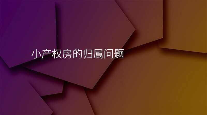 小产权房的归属问题