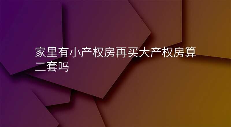 家里有小产权房再买大产权房算二套吗