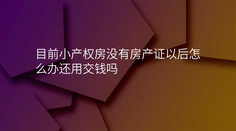 目前小产权房没有房产证以后怎么办还用交钱吗