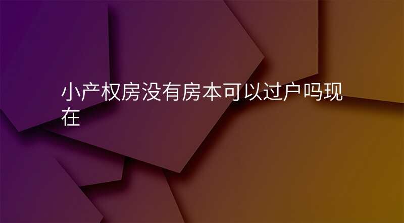 小产权房没有房本可以过户吗现在