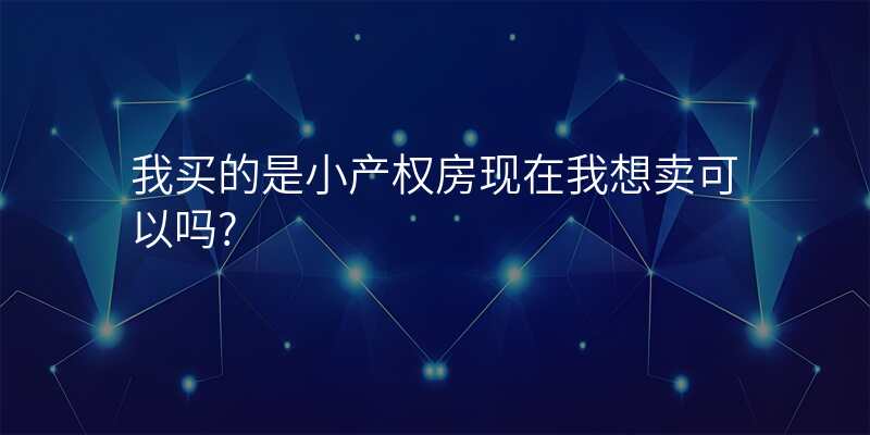我买的是小产权房现在我想卖可以吗?