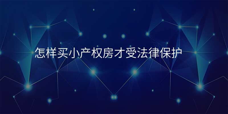 怎样买小产权房才受法律保护