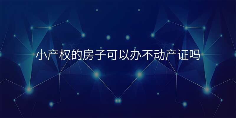 小产权的房子可以办不动产证吗