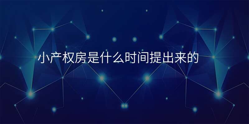 小产权房是什么时间提出来的
