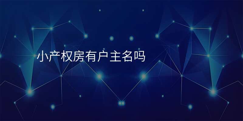 小产权房有户主名吗