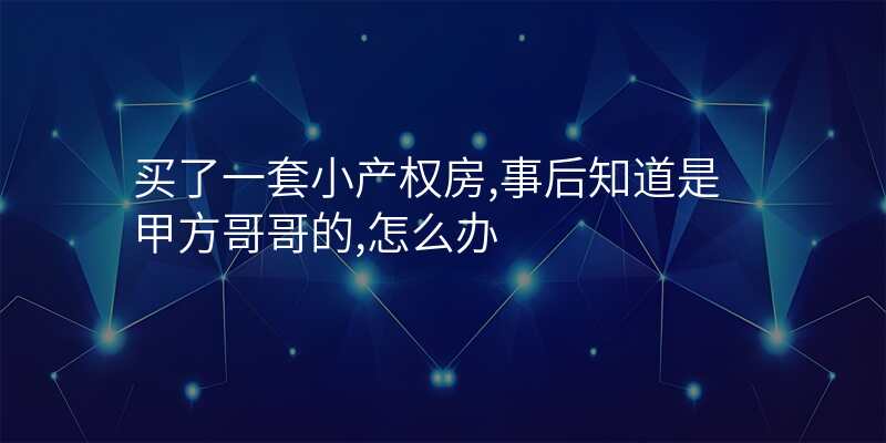 买了一套小产权房,事后知道是甲方哥哥的,怎么办