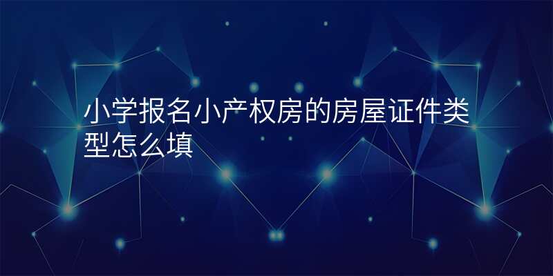 小学报名小产权房的房屋证件类型怎么填