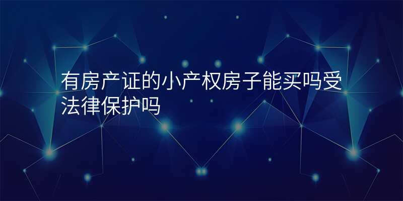 有房产证的小产权房子能买吗受法律保护吗