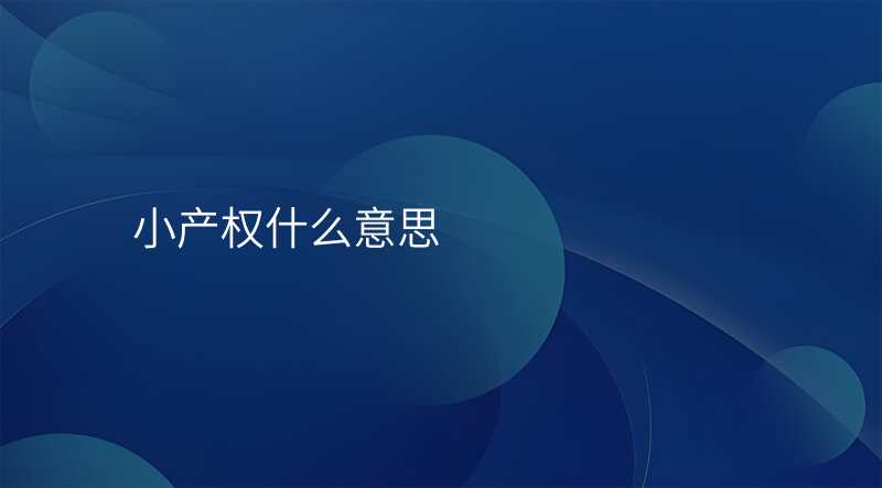小产权什么意思