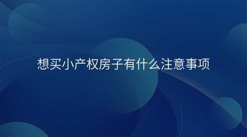 想买小产权房子有什么注意事项