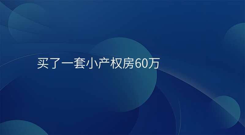 买了一套小产权房60万