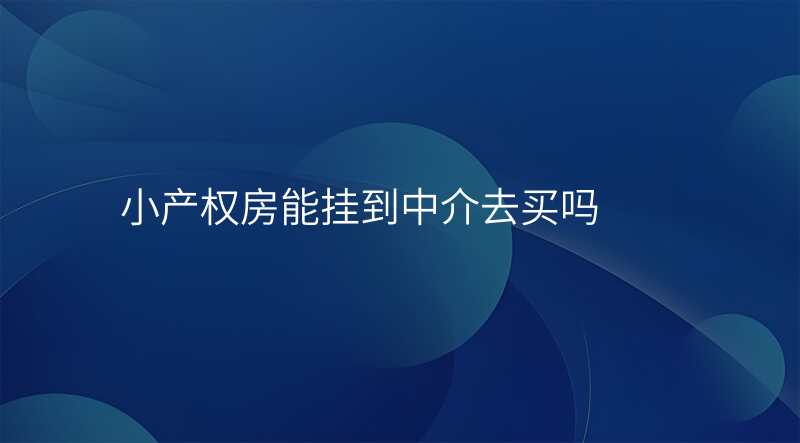 小产权房能挂到中介去买吗