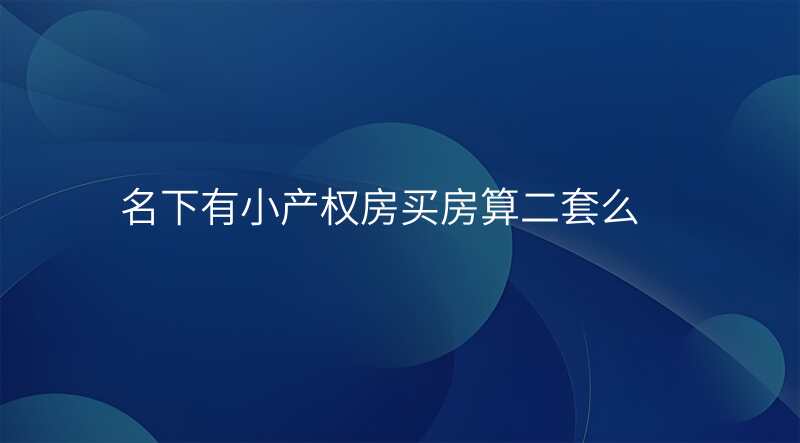 名下有小产权房买房算二套么