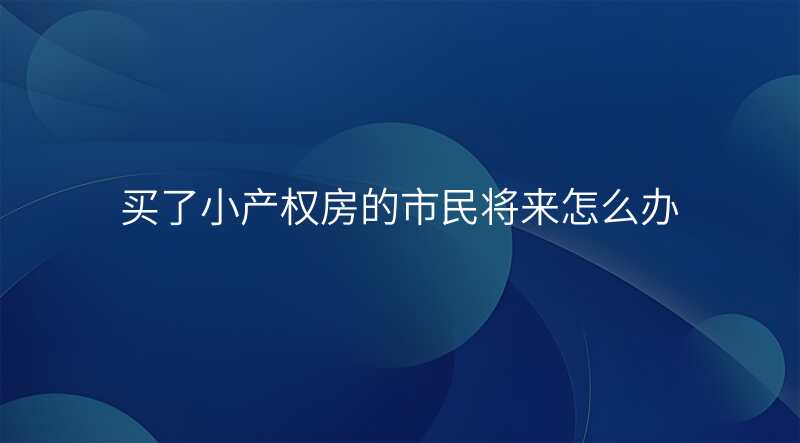 买了小产权房的市民将来怎么办