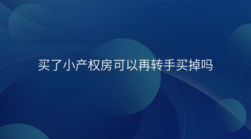 买了小产权房可以再转手买掉吗