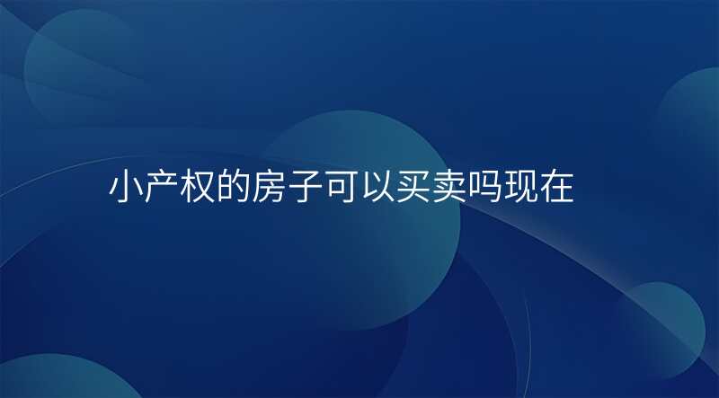 小产权的房子可以买卖吗现在