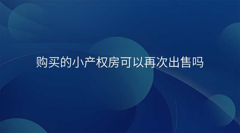 购买的小产权房可以再次出售吗