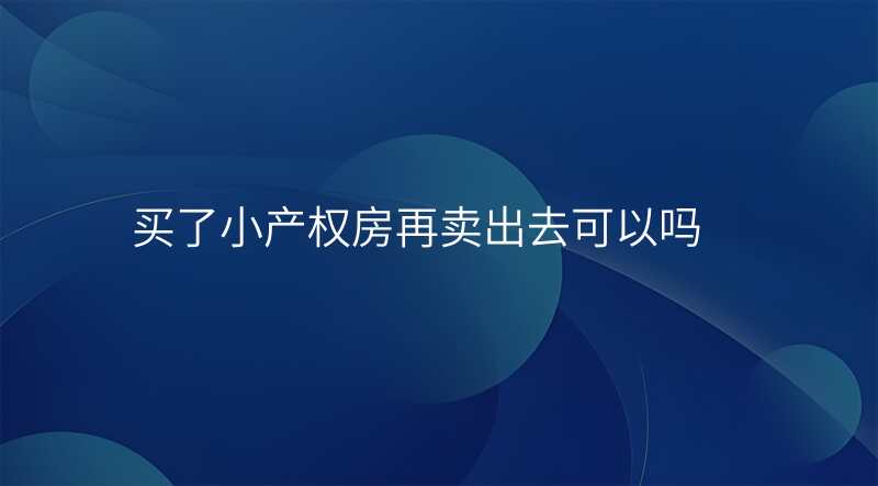 买了小产权房再卖出去可以吗