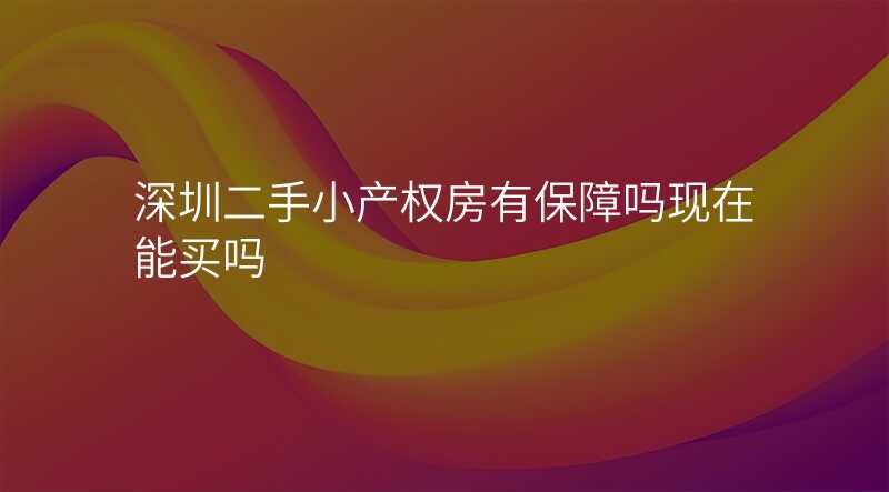 深圳二手小产权房有保障吗现在能买吗
