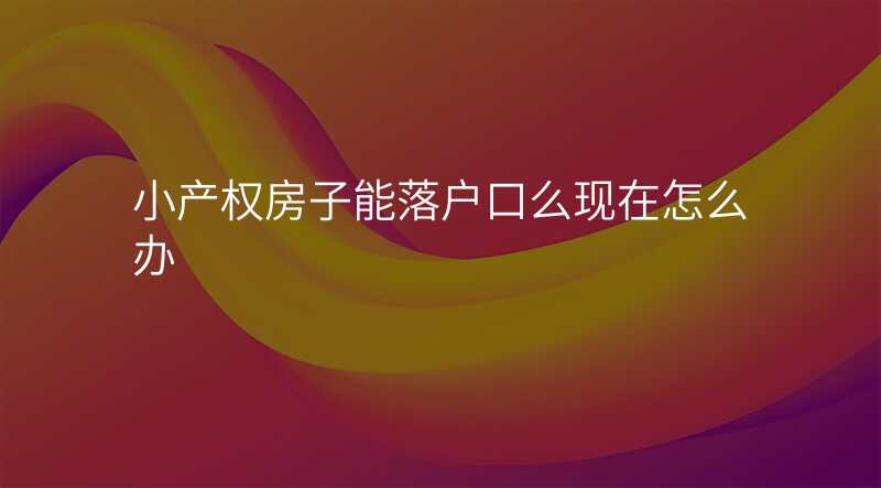 小产权房子能落户口么现在怎么办