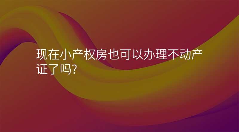 现在小产权房也可以办理不动产证了吗?