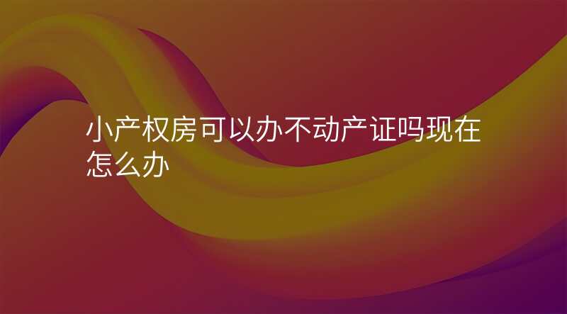 小产权房可以办不动产证吗现在怎么办