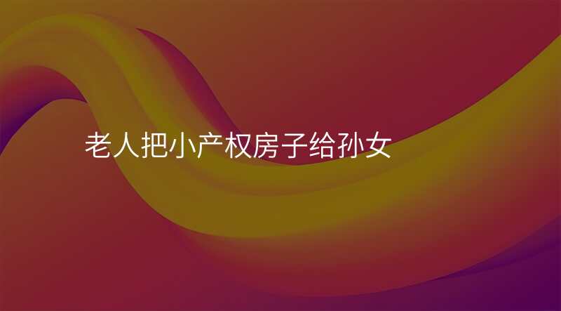 老人把小产权房子给孙女